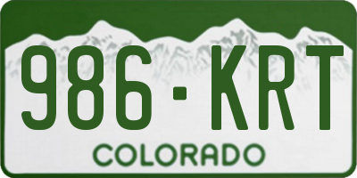 CO license plate 986KRT