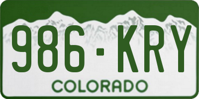 CO license plate 986KRY