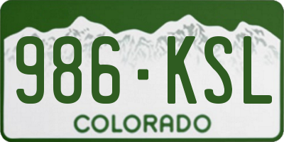 CO license plate 986KSL