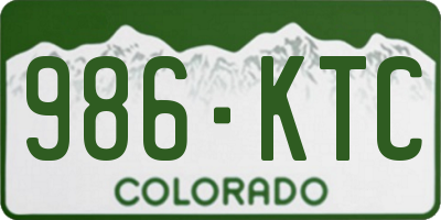 CO license plate 986KTC