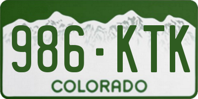 CO license plate 986KTK