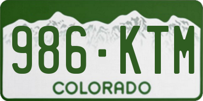 CO license plate 986KTM