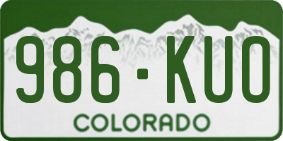 CO license plate 986KUO