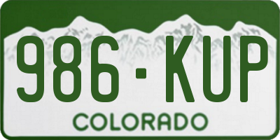 CO license plate 986KUP