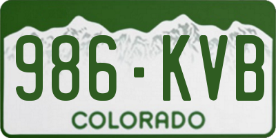 CO license plate 986KVB