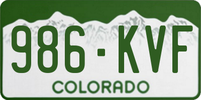 CO license plate 986KVF