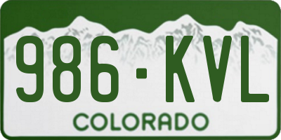 CO license plate 986KVL