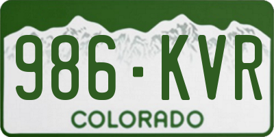CO license plate 986KVR