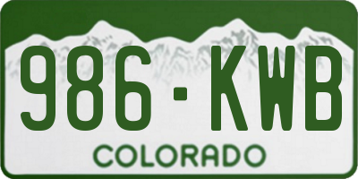 CO license plate 986KWB