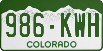 CO license plate 986KWH