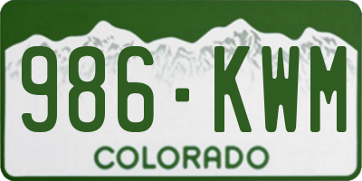 CO license plate 986KWM