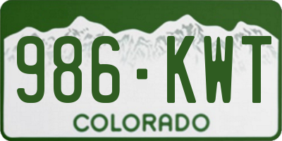 CO license plate 986KWT