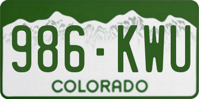 CO license plate 986KWU
