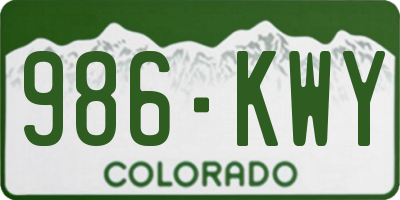 CO license plate 986KWY