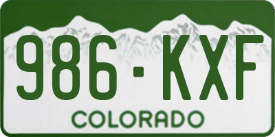 CO license plate 986KXF