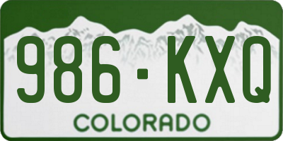 CO license plate 986KXQ