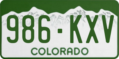 CO license plate 986KXV