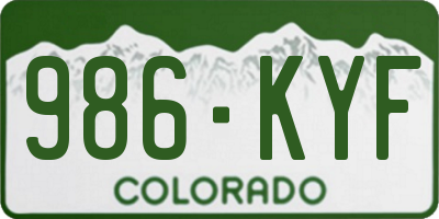 CO license plate 986KYF