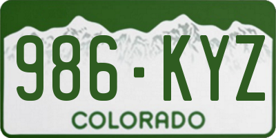 CO license plate 986KYZ