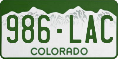 CO license plate 986LAC