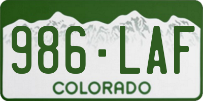 CO license plate 986LAF