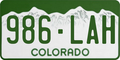 CO license plate 986LAH