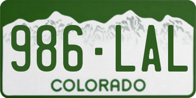 CO license plate 986LAL