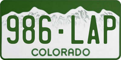 CO license plate 986LAP