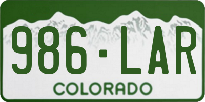 CO license plate 986LAR