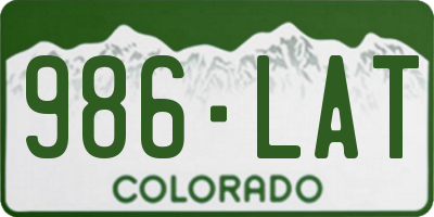 CO license plate 986LAT