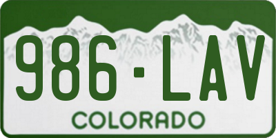CO license plate 986LAV