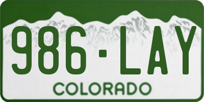 CO license plate 986LAY