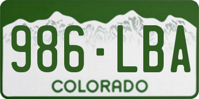 CO license plate 986LBA