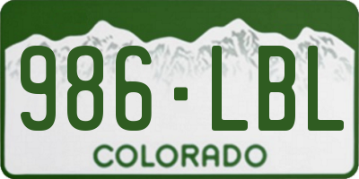 CO license plate 986LBL