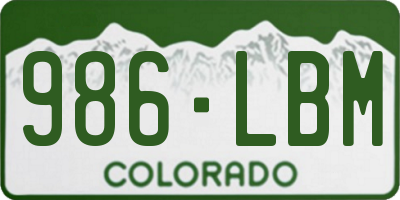 CO license plate 986LBM