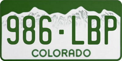 CO license plate 986LBP