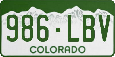 CO license plate 986LBV