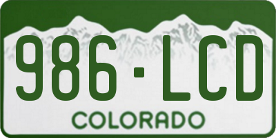 CO license plate 986LCD