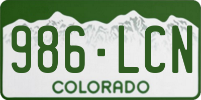 CO license plate 986LCN