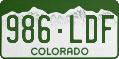 CO license plate 986LDF
