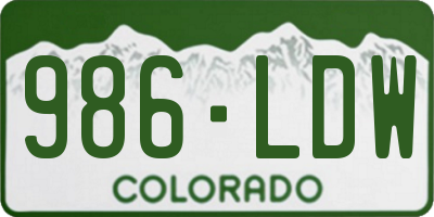 CO license plate 986LDW