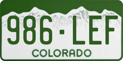 CO license plate 986LEF