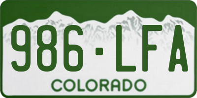 CO license plate 986LFA