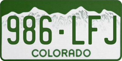 CO license plate 986LFJ