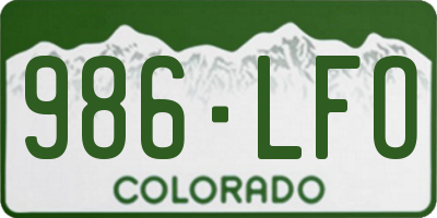 CO license plate 986LFO