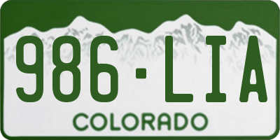 CO license plate 986LIA