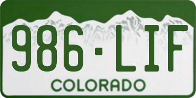 CO license plate 986LIF