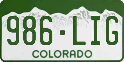 CO license plate 986LIG