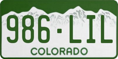 CO license plate 986LIL