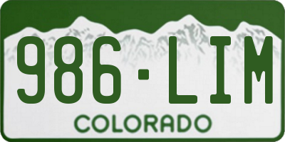 CO license plate 986LIM